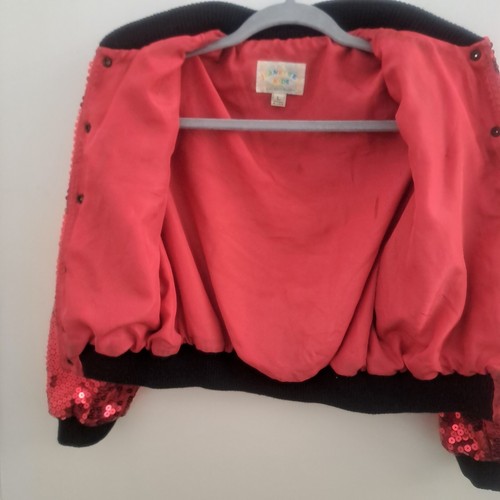 Vintage Jeanette's Kids, Girls Red Sequins Jacket With CRACKER JACK Logo - Picture 7 of 10