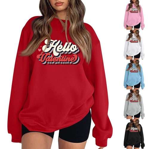 Women's Color Long Sleeve Oversize Pullover Printed Casual O-Neck Sweatshirts