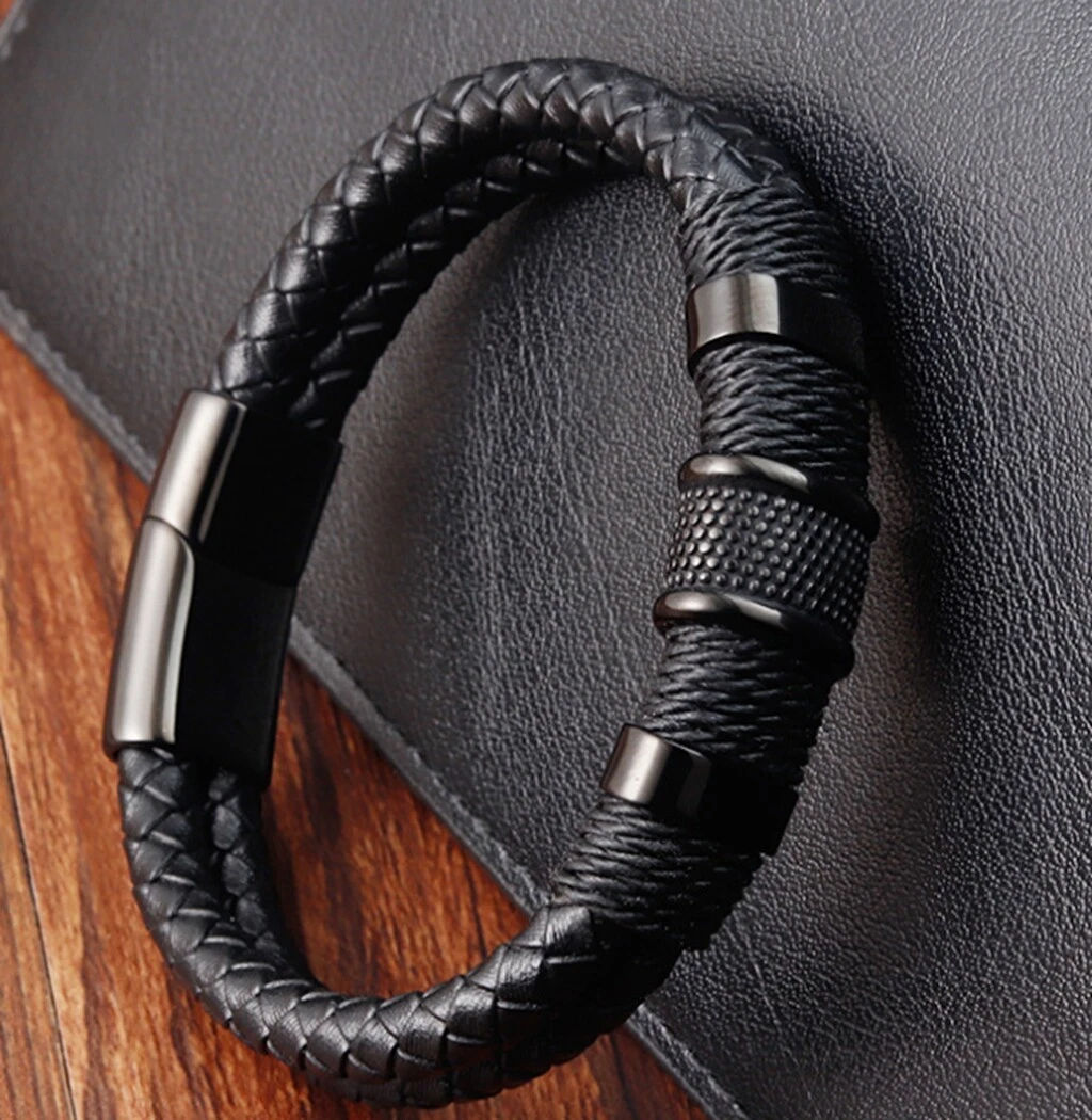Braided black bracelet sale