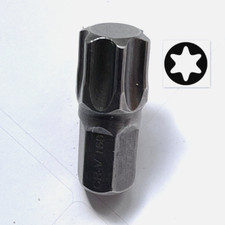 T60 TORX BIT, Hardened 30mm long 10mm Hex Drive , Tx- Star bit, No Security Hole