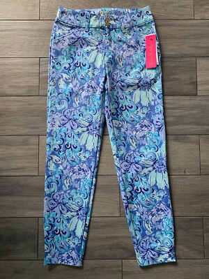 Lilly Pulitzer CAMERON PANTS, SALTWATER BLUE, SUNS OUT FUNS OUT GOLF, NWT $138,0