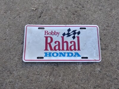 Vintage Bobby Rahal Honda Metal License Plate