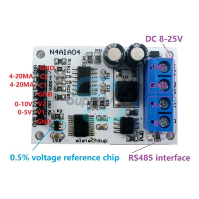 Modbus RTU 4-20MA RS485 Voltage Current Analog Acquisition Module 9V 12V 24V
