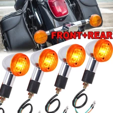 4X Chrome Motorcycle Turn Signal Bullet Blinker Indicator Lights Amber Lamps New