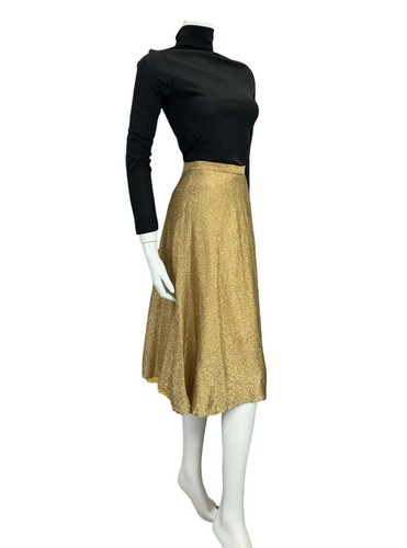 FALDA MIDI STUDIO 54 DORADA BRILLANTE DE COLECCIÓN AÑOS 70 TALLA 4 - Imagen 5 de 8