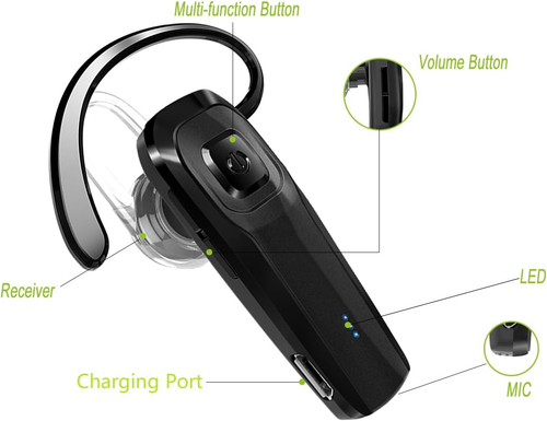 M26 Bluetooth Headset with Noise Cancelling Compatible with Smart Phones - Photo 4 sur 12