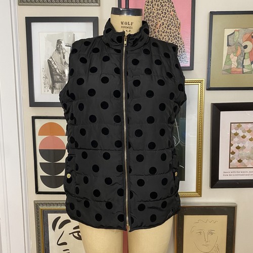 Jason Maxwell Outerwear Collection black w/ velvet polka dot puffer vest size L - Picture 2 of 8
