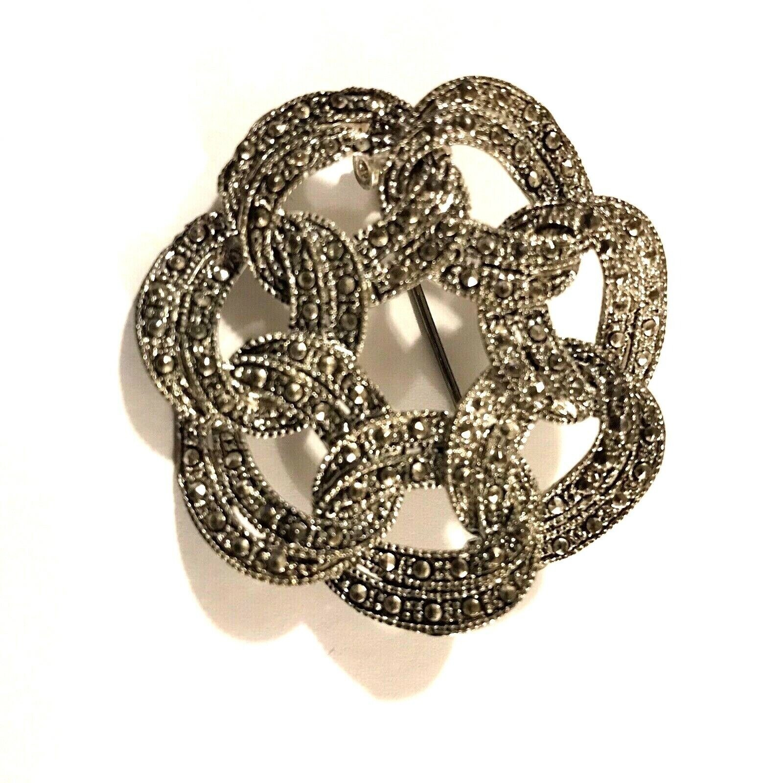 Sterling Silver Brooch Pin Interlocking Circles S… - image 2