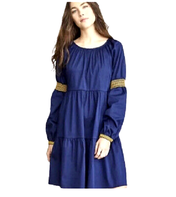 Elizabeth And James Size XXL Peasant Smock Dress Navy Blue Ren Fest Cottage  Core | eBay