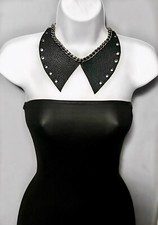 Black collar choker leather necklace