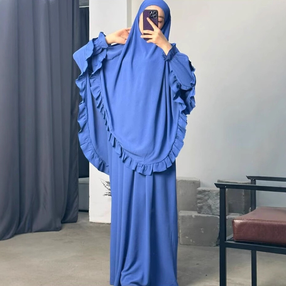 Ramadan Overhead Large Hijab Women Prayer Dress Set Abaya Muslim Burqa Arab Robe Ramadan Overhead Large Hijab Women Prayer Dress Set Abaya Muslim Burqa Arab Robe