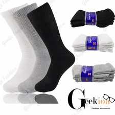 3 6 9 12 Pairs Mens Womens Diabetic Health Crew Circulatory Cotton Socks 9 -15