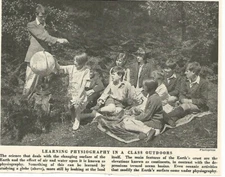 LEARNING PHYSIOGRAPHY SCHOOL CLASS SCIENCE GLOBE c 1950 OLD CLIPPING