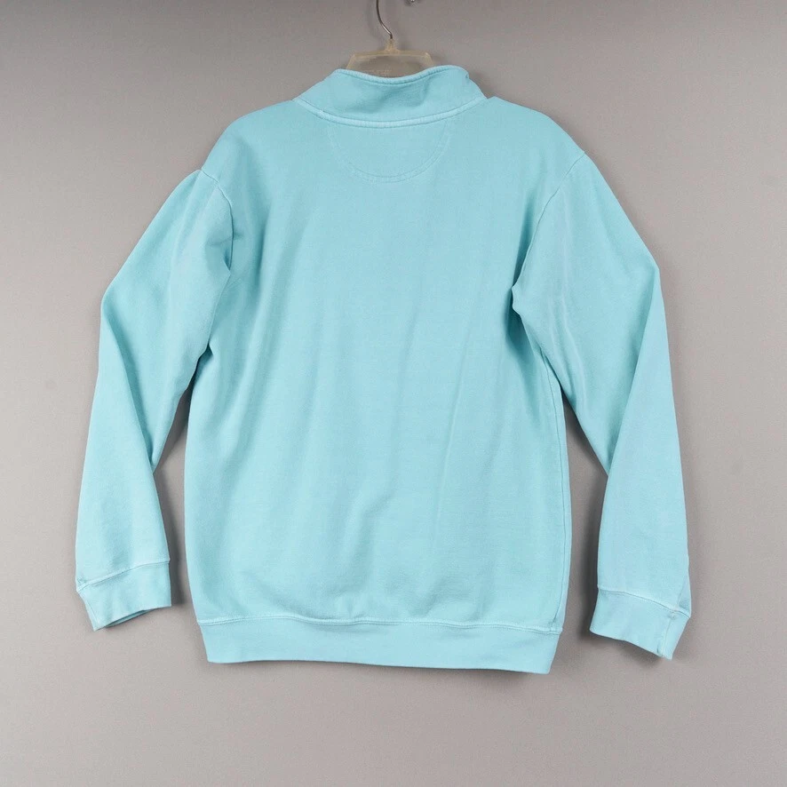 Sudadera Comfort Colors Para Hombre S Azul Aqua Prenda Teñida Cuarto Cremallera En Blanco Foto 3 de 4