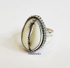 Cowrie Ring Sterling Silver Shell Ring Natural Shell Ring Ibiza Ring Gift forher