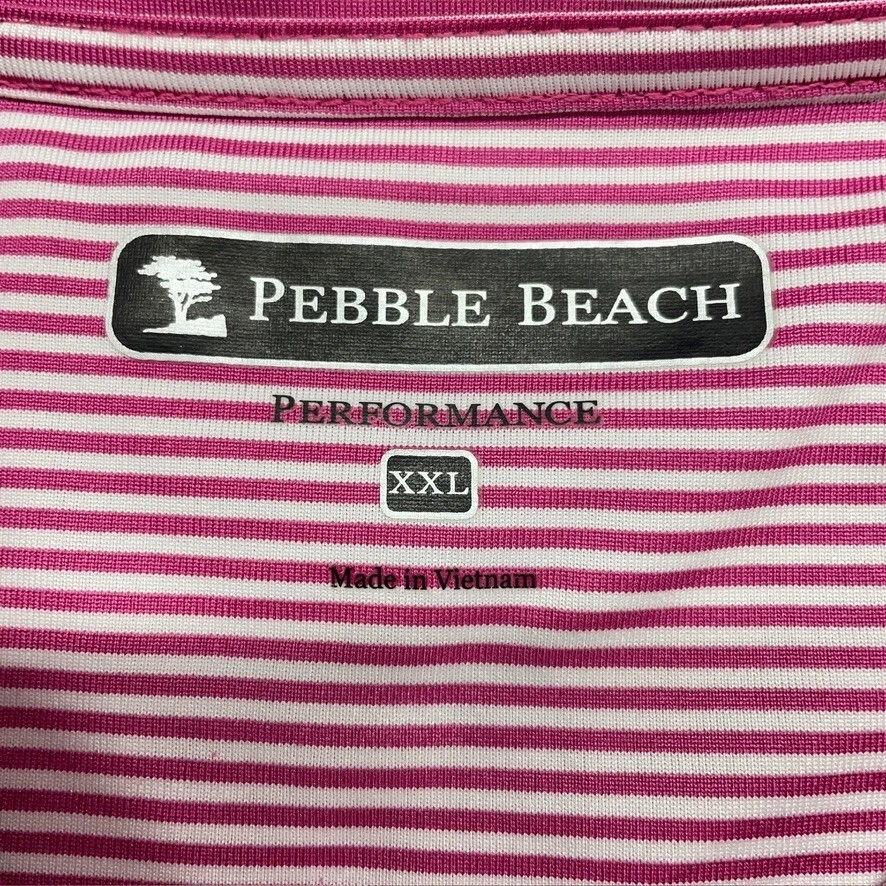 Camisa polo de golf Pebble Beach Performance rosa a rayas manga corta para hombre 2XL XXL Foto 4 de 4