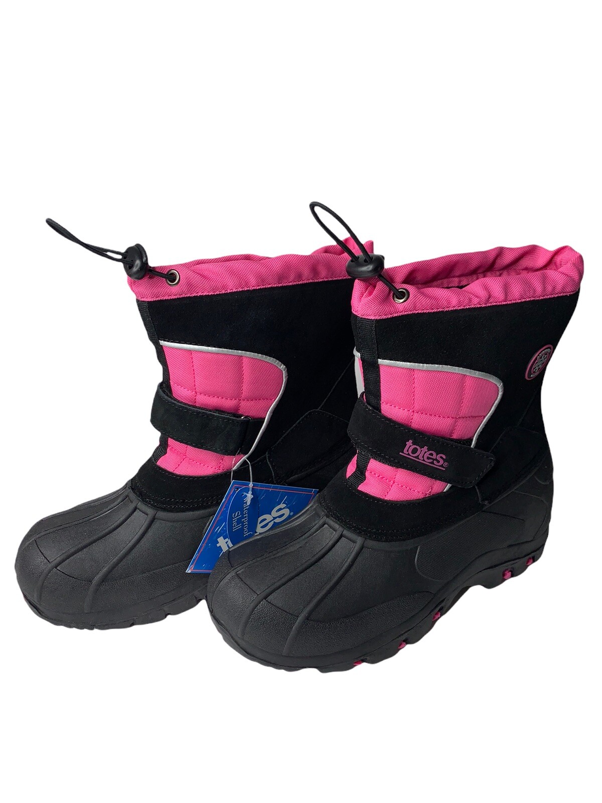 Totes Jaclyn Girls 5M Black Pink Waterproof Winter Snow Boots