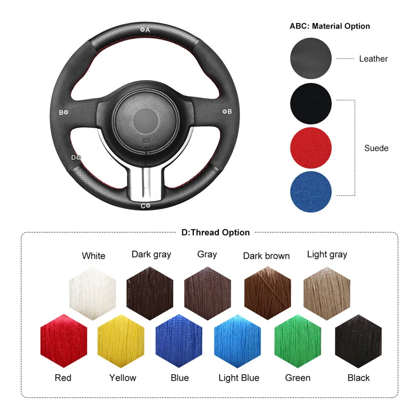 Suede Leather Steering Wheel Cover for Toyota 86 GT86 Subaru BRZ Scion FR-S FRS Foto 4 de 4