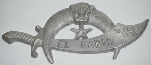 Vintage Large Cast Aluminum El Kahir Cycle Patrol Waterloo IA Emblem Sign Sample - Afbeelding 1 van 4