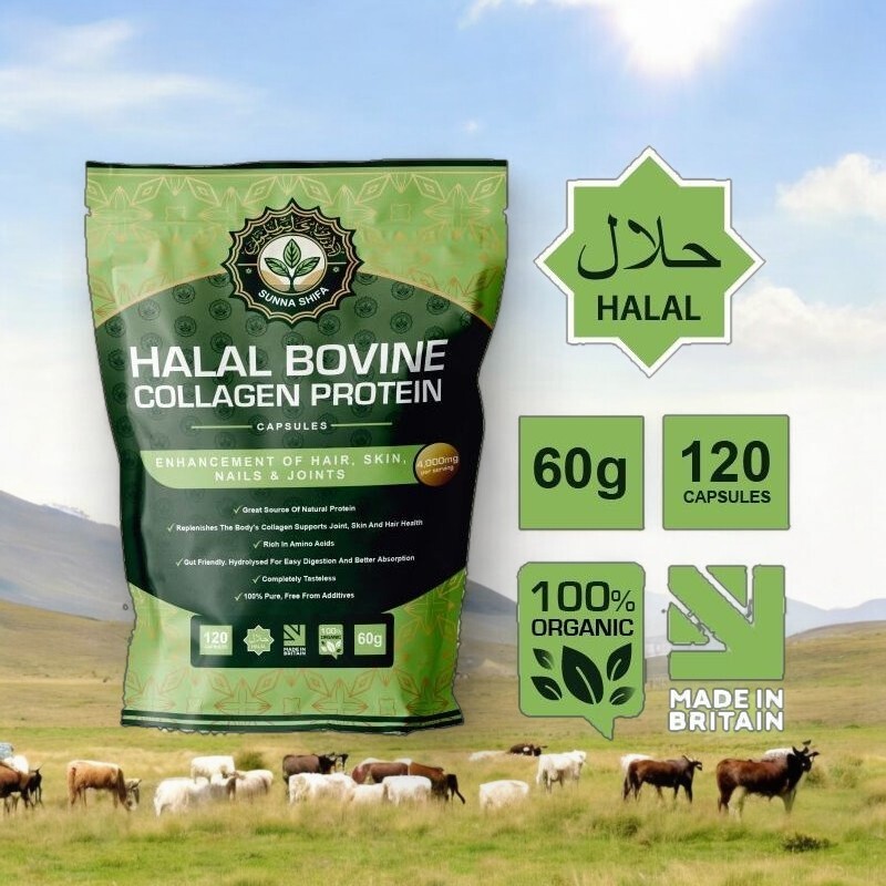 Cápsulas de Colágeno Bovino 4000mg HALAL Péptidos Hidrolizados Tipo 1 PIEL CABELLO UÑAS