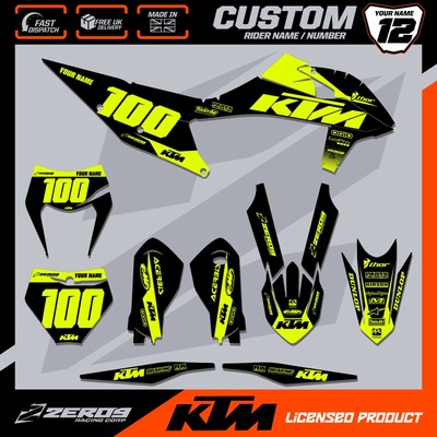 KTM MOTOCROSS GRAFIK, CUSTOM MX GRAFIKKIT, SX SXF EXCF EXCF BLOK BLK/YEL-F