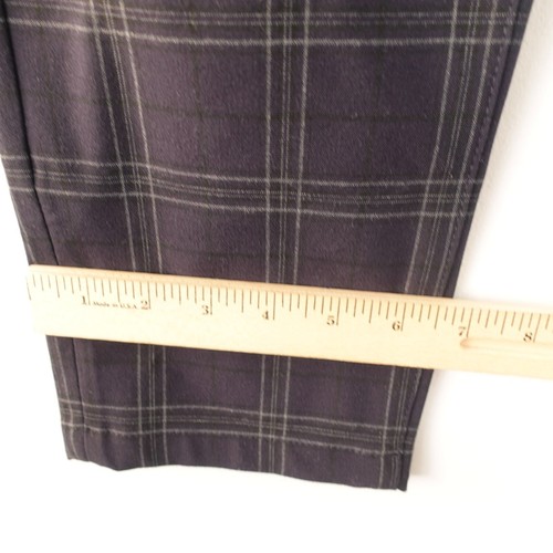 Plaid Performance Pants Men Large ZARA Midnight Blue Stretch Tapered Dress 34/28 - Foto 7 di 11