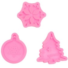 3 Pcs Silicone Fondant Cake Molds Christmas Themed Tree Snowflake Mold