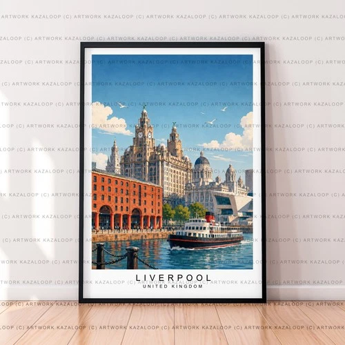 Liverpool Unframed Illustration Print Poster Art England Mersey Liverpool