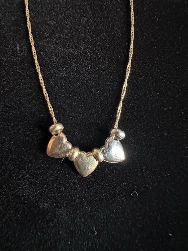 14 Karat Gold Kette 12 Zoll Triple Herz Tricolor OroAmerica