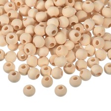 200Pcs 10mm Natural Wood Spacer Bead 3mm Hole Unfinished Round Wooden Beads