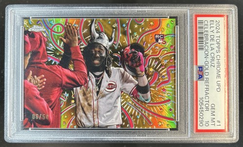 2024 Topps Chrome Elly De La Cruz Celebracion Gold Refractor RC #/50 PSA 10