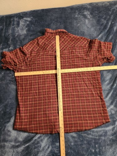 Vintage Wrangler Plaid Pearl Snap Shirt Mens Size 2XL Maroon Red Western Cowboy - Picture 6 of 8