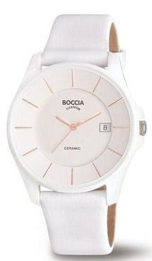 Boccia Titanium 3226-10 Damenuhr Ceramic weiß/roségold
