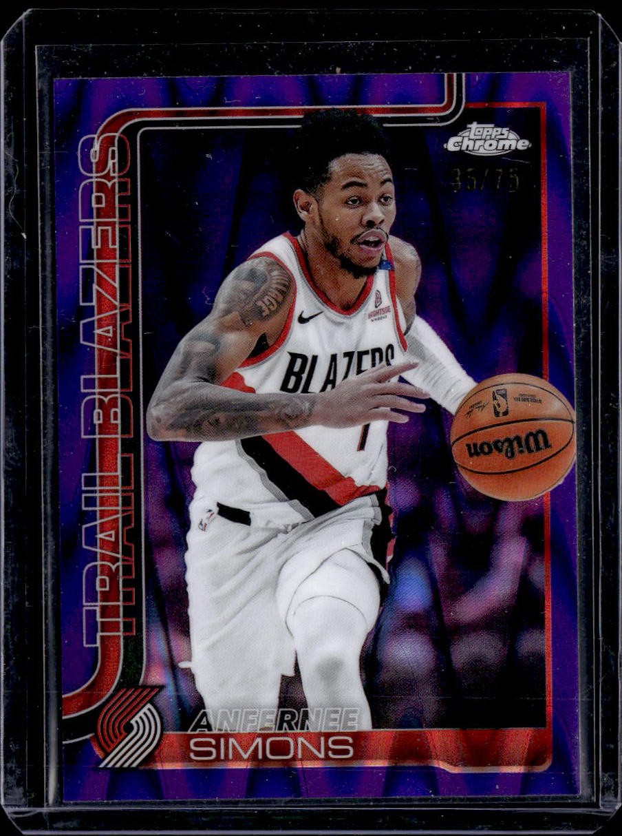 2025-26 Topps Chrome #122 Anfernee Simons Purple RayWave Refractor