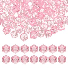 300 Pcs 8mm Acrylic Cube Faceted Beads Diamond Spacer Beads Pink