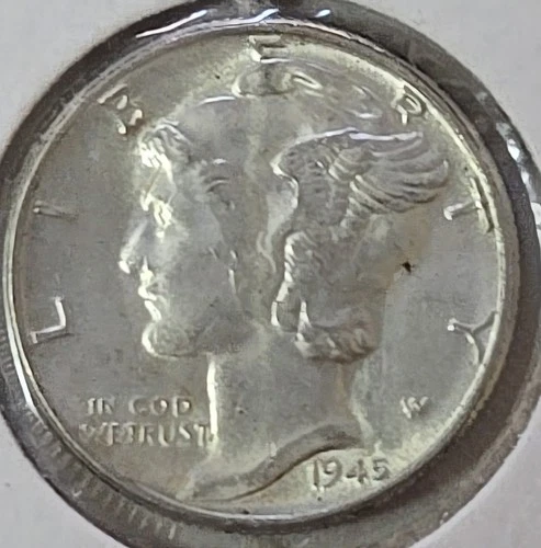 1945 P Philadelphia Mint US Mercury Head SILVER 10c DIME 0.0723 Tr Oz - BU