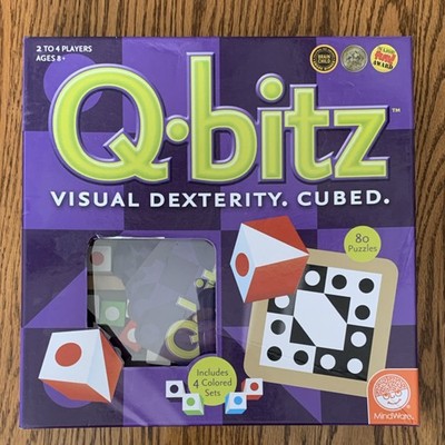 MindWare Q-bitz Strategy Board Game 4 Sets 80 Puzzles Wooden Trays