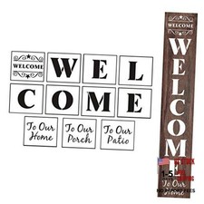 Welcome Stencils for Painting on Wood - 11 Pack Large Vertical Welcome Sign