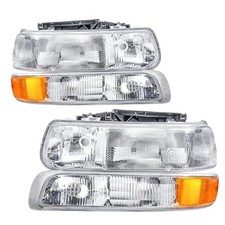 Headlight Assembly Crystal Compatible with 99-02 Chevy Silverado 00-06