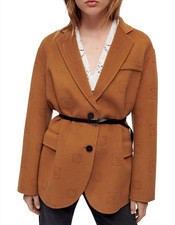 Maje Women's Brown Belted 100 Wool Coat Size 36 FR 8 UK 4 US MFPOU00889