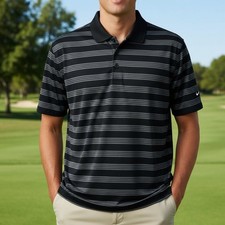 Nike Golf Tour Performance Polo Shirt Mens L Black Dri-FIT Short Sleeve Athletic