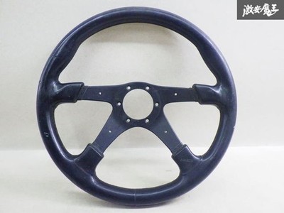 No Distortion Nardy General Purpose Steering Wheel Black Leather Diameter Approx