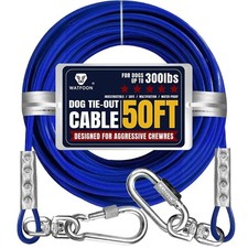 Tie Out Cable for Dogs up to 300Lbs,50Ft Extra Strong 1000Lbs Break Strength Tie