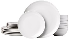 18-Piece Dinnerware Set - White Porcelain Coupe, Service for 6