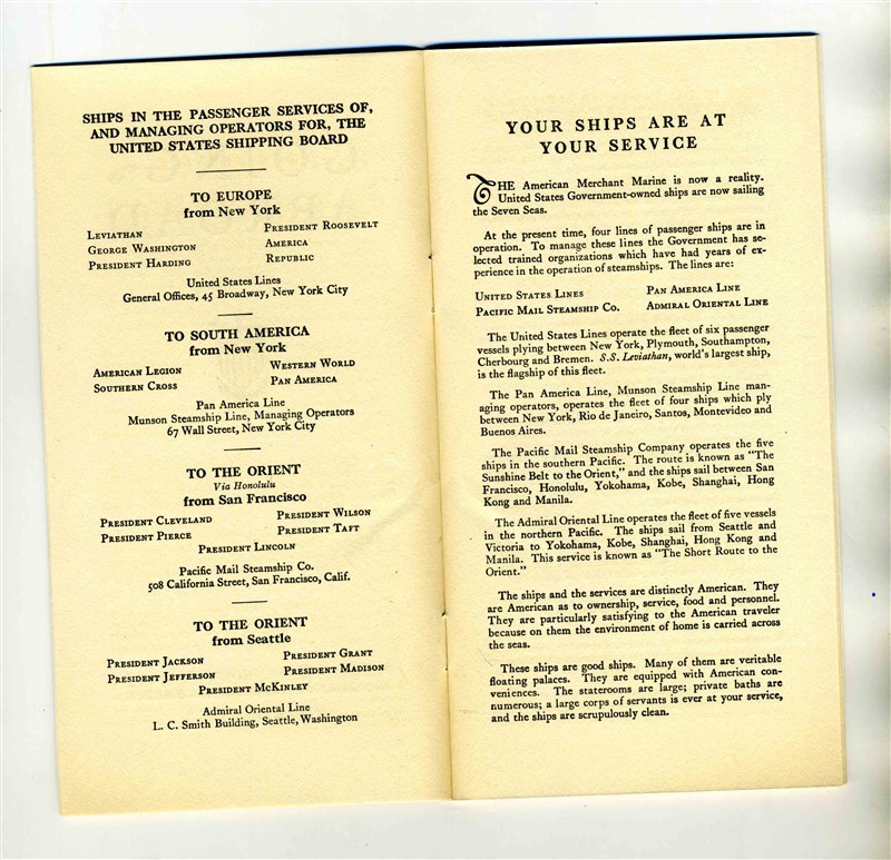 1924 Colpitts Tours Brochure & Letter  Going Abroad United States Shipping Board