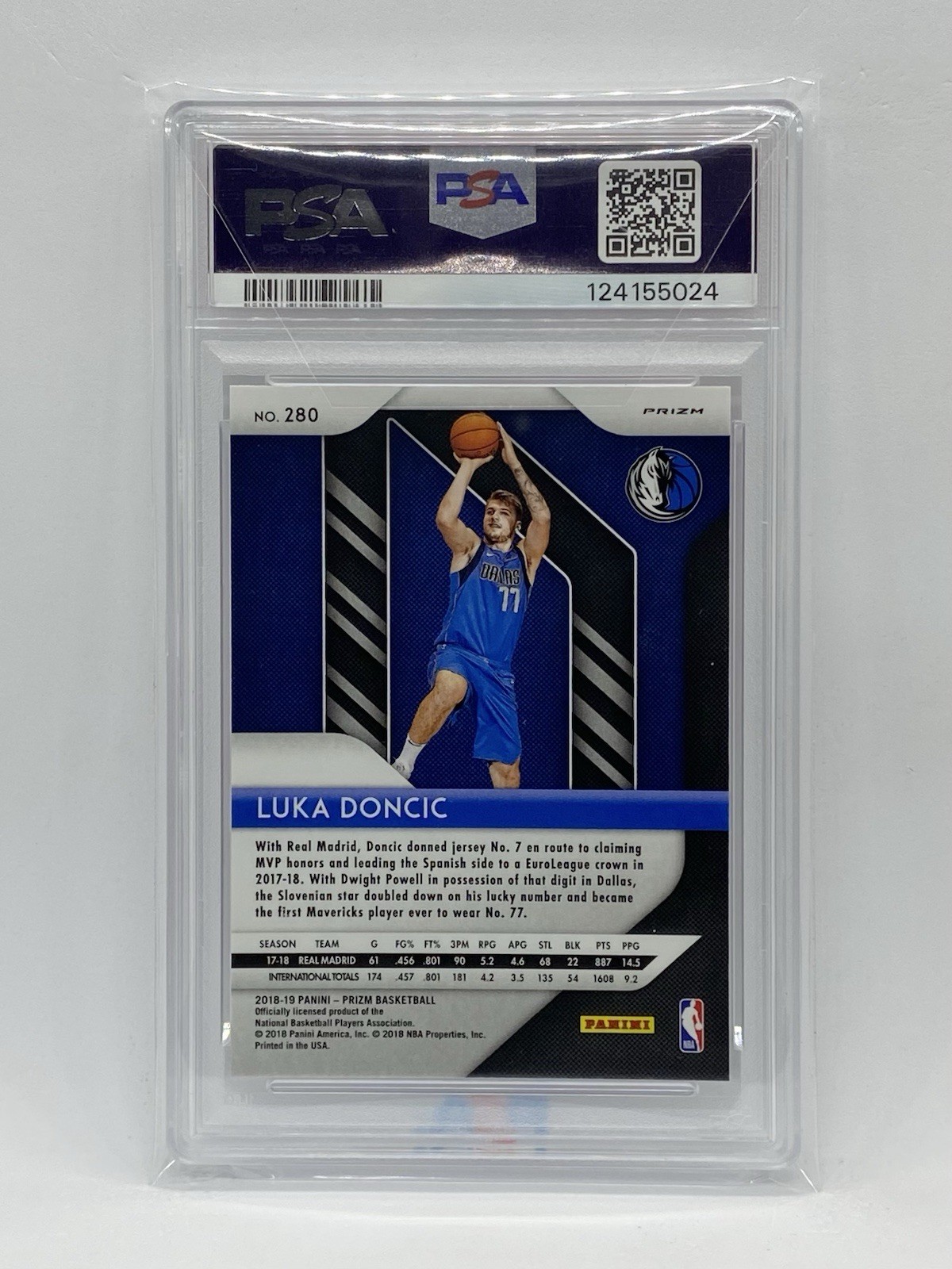 Luka Doncic 2018 Panini Prizm Pink Ice Rookie #280 Mavericks PSA 10 Gem Mint RC view 2