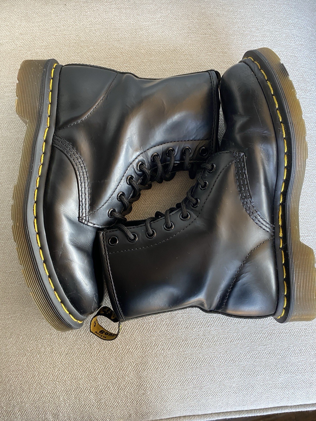 Dr Martens Black Leather Boots Women’s Size 7 AirWair Combat Doc Martens thumbnail 3