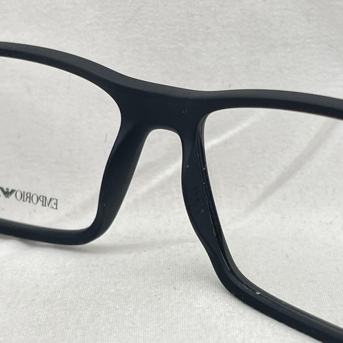 Emporio Armani Mens Rectangle Demo Lens Eyeglasses EA3038 Rubber Black - Picture 10 of 18