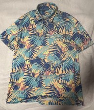 Izod Golf Polo Stretch Hawaiian Tropical Palm Men  s M Multi Color