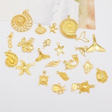 23Pcs mixed Sea Life and Shells Alloy Charms Gold For Bracelets Pendants Making